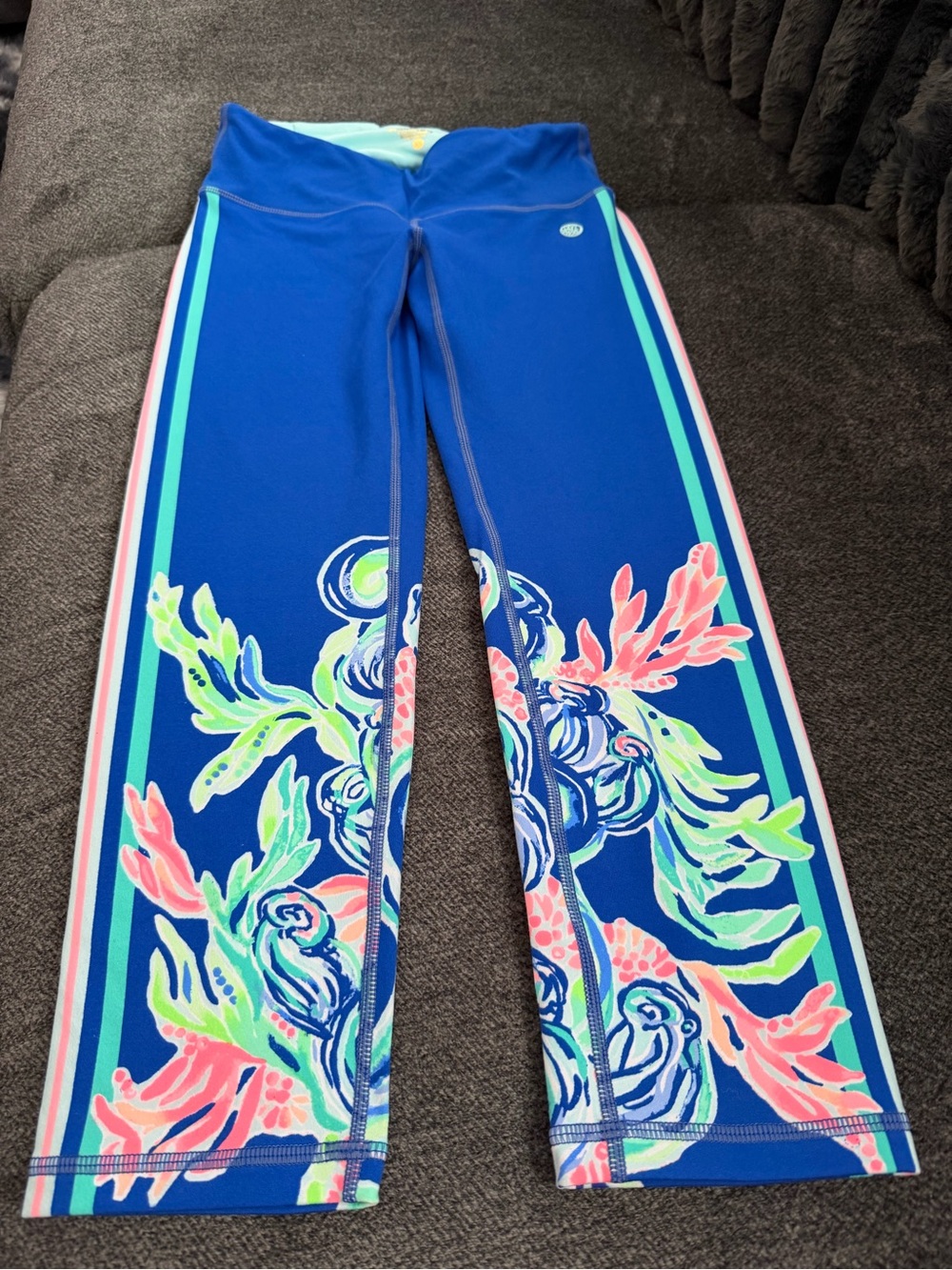 Lilly Pulitzer Blue Floral Stripe Leggings